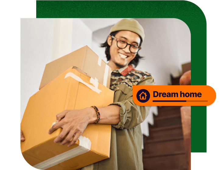 Man carrying box for new home